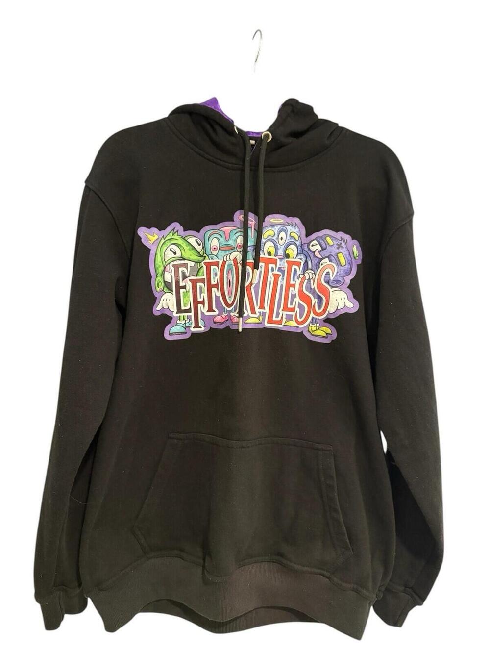 Unbranded EFFORTLESS Men’s Large Spell Out Logo Purple Silk Hooded Sweatshirt